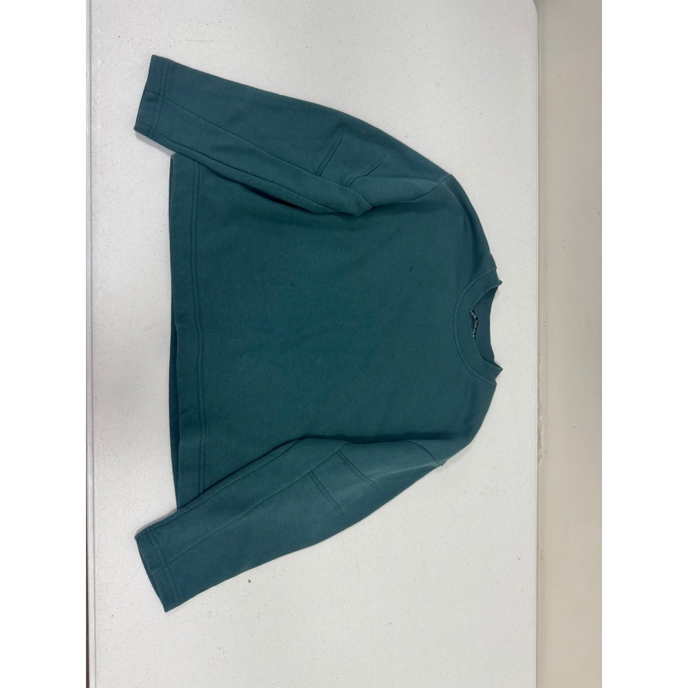 Zara Womens Teal Green‎ Fleece Lined Cropped Crewneck Sweatshirt Size S US Small